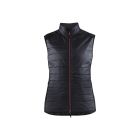 DAMES BODYWARMER GEVOERD ZWART ROOD