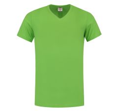 T-SHIRT V HALS FITTED LIME