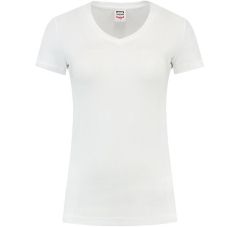 T-SHIRT V HALS FITTED DAMES WHITE