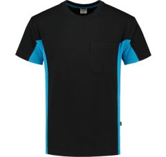 T-SHIRT BICOLOR BORSTZAK BLACK-TURQ