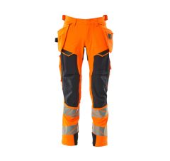 Broek met spijkerzakken hi-vis oranje met donkermarine Heren