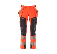 Broek met spijkerzakken hi-vis rood met donkermarine Heren