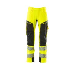 Broek met kniezakken hi-vis geel met zwart Heren