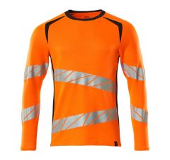 T-shirt, met lange mouwen hi-vis oranje met donkermarine Heren