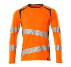 T-shirt, met lange mouwen hi-vis oranje met mosgroen Heren