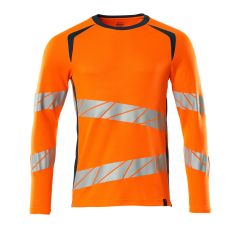 T-shirt, met lange mouwen hi-vis oranje met donkerpetrol Heren