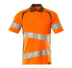 Poloshirt hi-vis oranje met mosgroen Heren