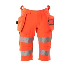 Shorts, lange met spijkerzakken hi-vis rood Heren