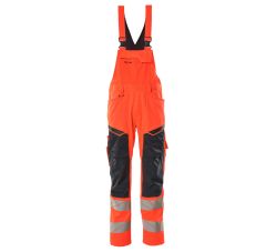 Amerikaanse overall met kniezakken hi-vis rood met donkermarine Unisex
