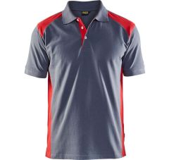 POLOSHIRT PIQUÉ GRIJS ROOD