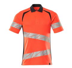 Poloshirt hi-vis rood met donkermarine Heren