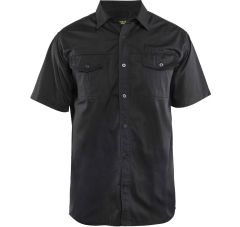 OVERHEMD TWILL KORTE MOUW ZWART