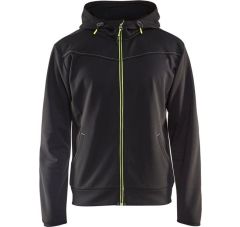 HOODIE MET RITS ZWART HIGH VIS GEEL