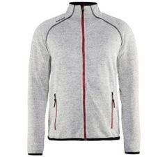 GEBREID VEST GRIJS MÊLEE ROOD