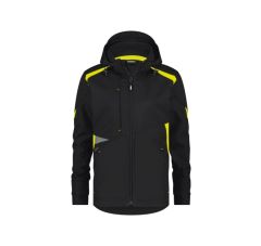 KALAMA WOMEN SOFTSHELLJAS VOOR DAMES ZWART FLUOGEEL PES21