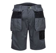 PW3 KORTE WERKBROEK MET HOLSTERZAKKEN GRIJS/ZWART